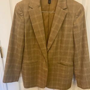 Lands' End Women's Beige Checkered Blazer